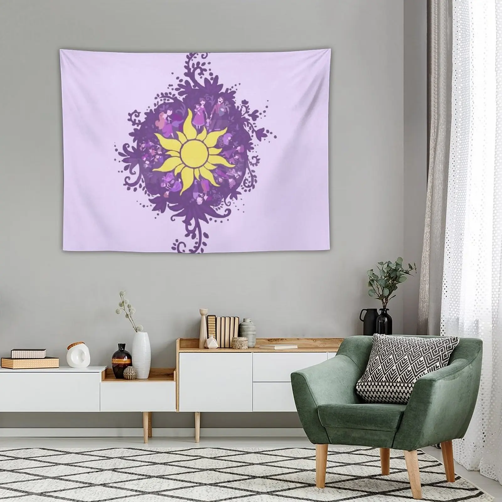 Tangled-Sun-Kingdom Dance Tapestry Room Decoration Korean Style Home Decorators