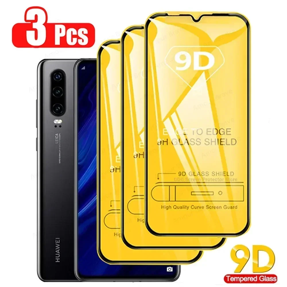 

Закаленное стекло 9D с полным покрытием для Huawei P30 lite P40 P20 Pro P50 Mate 20 40 lite P smart 2019 Nova 8i 8 SE, Защитная пленка для экрана, 3 шт.