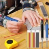 2.8mm Red Blue Black All Metal Solid Woodworking Automatic Pencil with Pencil Sharpener 6 Colors 2B Lead Deep Hole Marking Pen 6