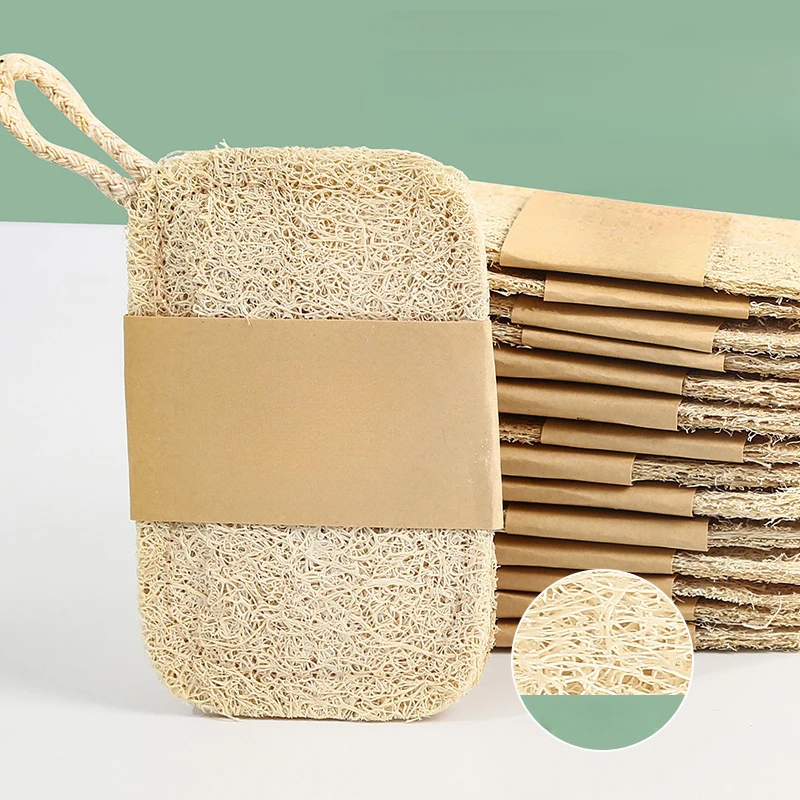 6pcs Natural Loofah Exfoliating Sponges - Gentle Body Scrubber for Shower & Bath, Bamboo Fiber Cleaning Pads 1