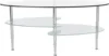Modern Oval Glass Coffee Table Living Room Accent Ottoman Storage Shelf, 37 Inch, Glass 4
