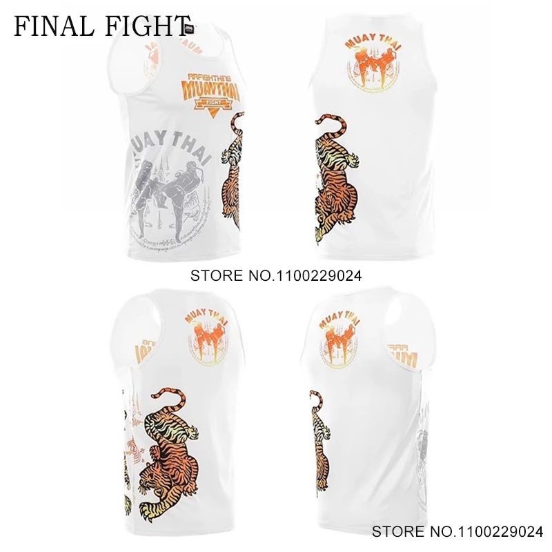 Muay Thai Singlet Men Women Tiger Boxing Training Vest Sparring Martial Arts MMA T Shirt Sleeveless Gym Sports Workout Rashguard