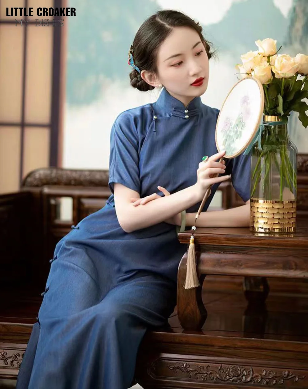 

2022 Vintage Loose Qi Pao Elegant Women Traditional Cheongsam Dress Folk Style Traditional Chinese Qipao Elegant Party Dress