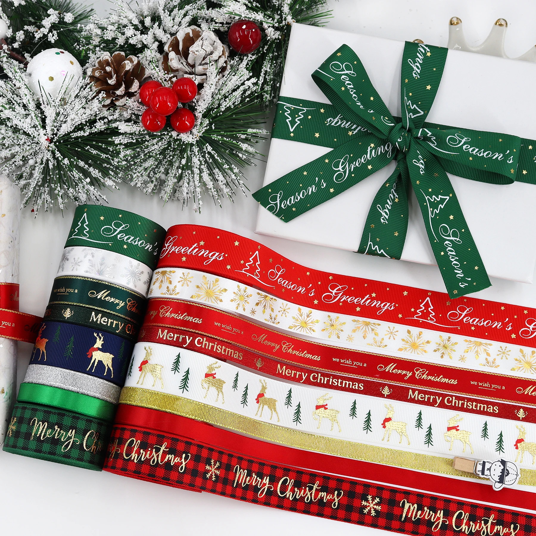 Gift Ribbons - Satin, Grosgrain, and Christmas Designs - Box and Wrap