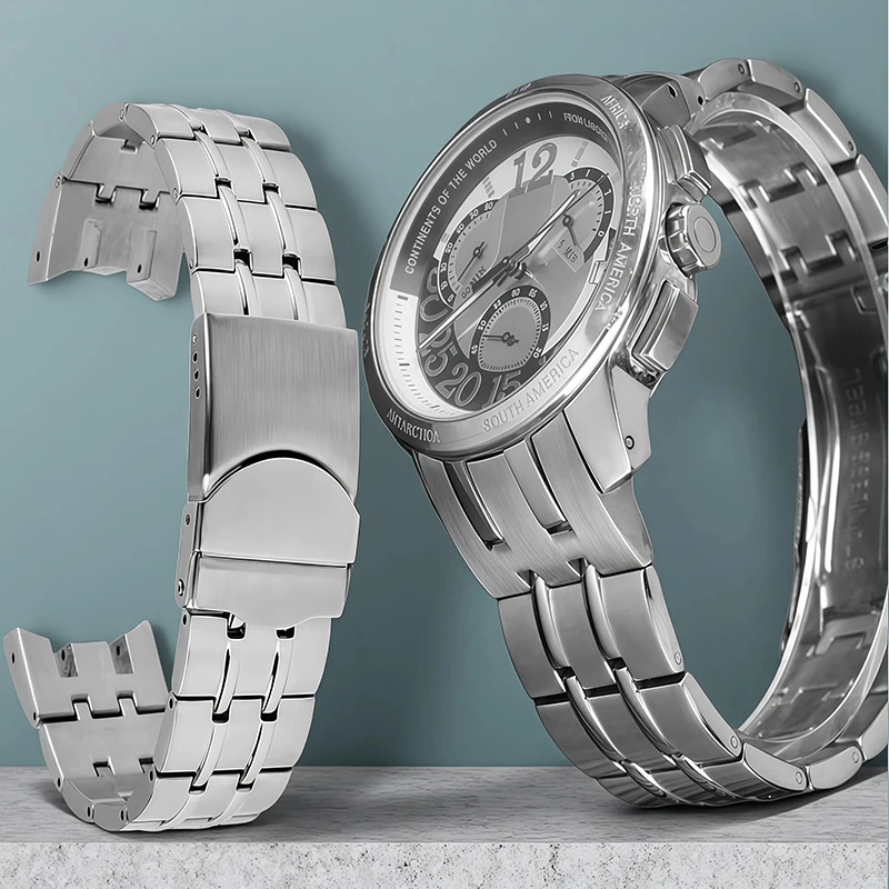 21mm Stainless Steel Men's Arc Concave Bracelet Wrist Strap Watchband