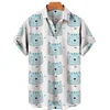 2023 Summer Cat Print Hawaiian Shirt Men's Beach Vacation Casual Tops Plus Size Loose And Simple Outdoor 3XL Button Shirts 5