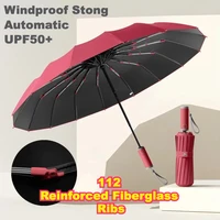 Windproof Automatic Umbrella 112 Reinforced Fiberglass Ribs, Stormproof UV 50+ for Men Women, Compact Folding Sun Rain Umbrellas (v1.12.4)