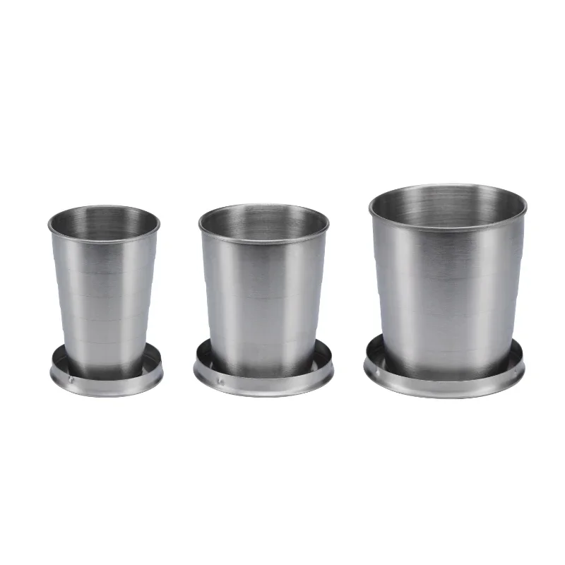 Portable Foldable Cup 75ml/150ml/250ml Outdoor Travel Collapsible Coffee Mug Telescopic Hiking Camping Water Stainless Steel folding cup,stainless steel cups