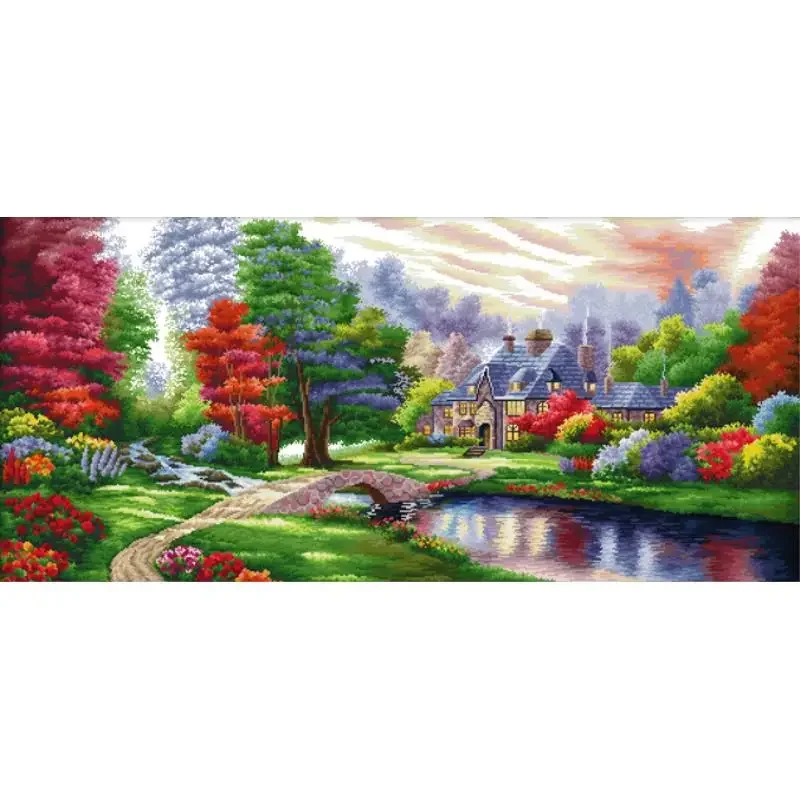 Cross stitch kit ambilight beautiful scenery cross stitch kit 14CT 16CT 11CT white counted canvas printed fabric needle thread set