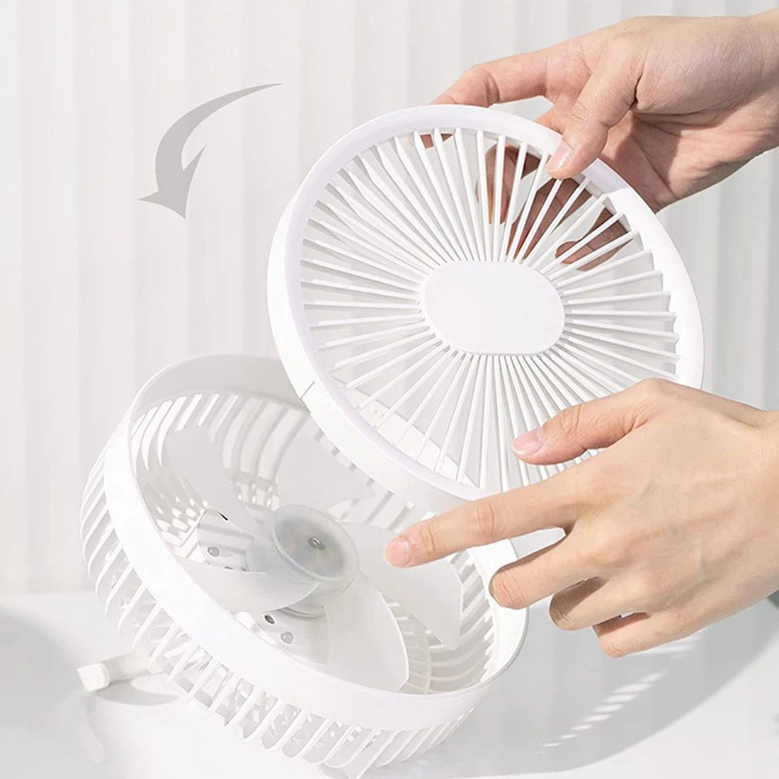 Camping Fan with LED Lantern,4000MAh Outdoor Small Tent Fan,Portable Quiet Desk Fan for Picnic,BBQ,Fishing,Travel,Gray
