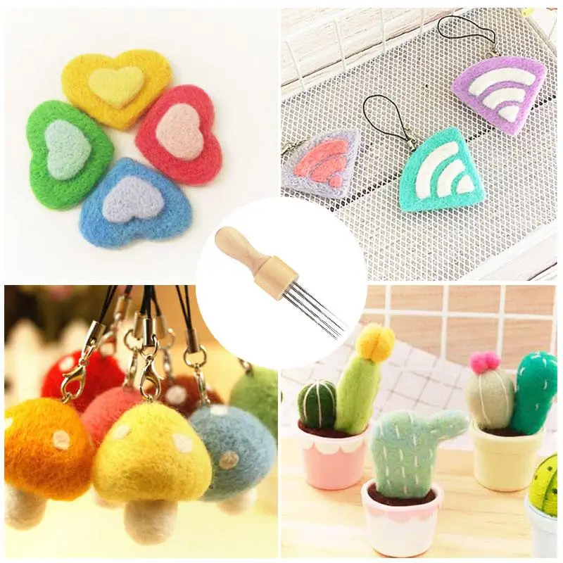 Wool Felt Handmade Felt Needle DIY Finger Cots Hand Craft Foam Wool Kit 6/10/17 Colors needle felt kit,needle felting wool,wool felting needles,wool felting kit