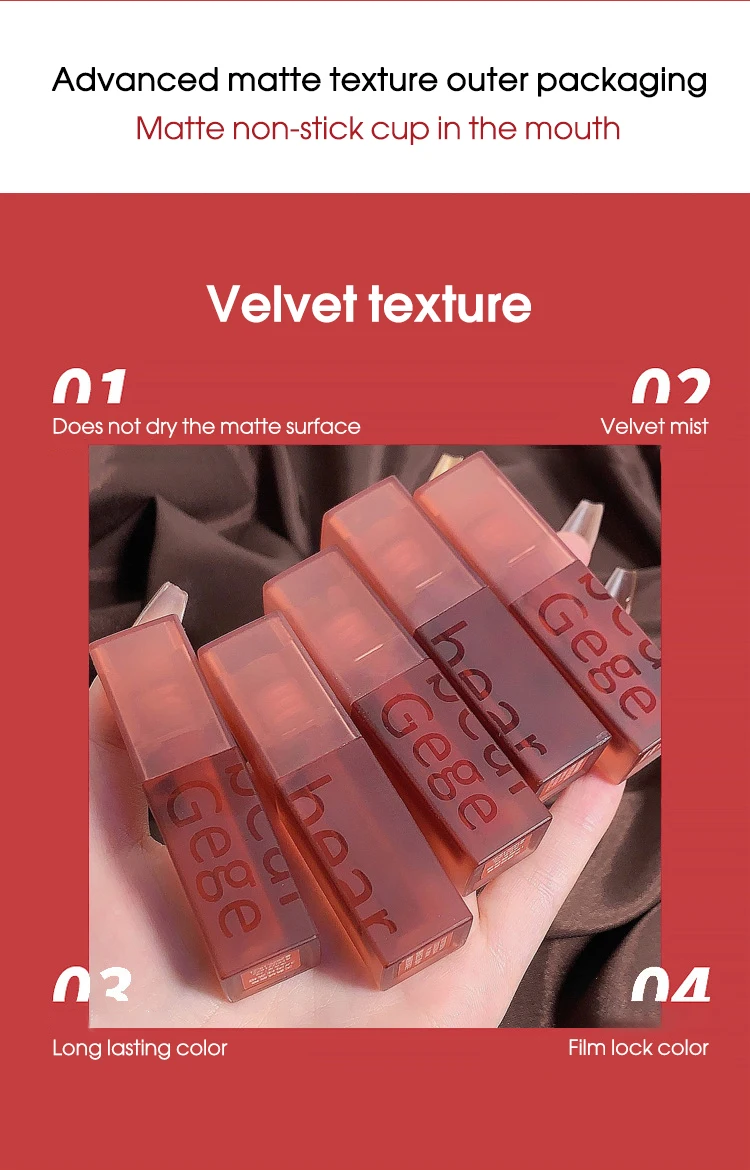Description Picture 4 of itemGege bear Velvet Lip Glaze Velvet Soft Mist Matte Lasting, Non fading Lipstick Autumn and Winter