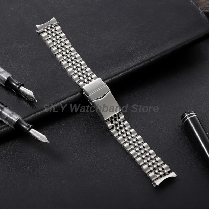 Stainless Steel Watchband with Screw Link and Straight/Curved End Strap – 20/22mm Bracelet