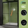 44-48 in.W X70 in.H Frameless Sliding Shower Door, Sliding Shower Door with 1/4" (6mm) Clear Tempered Glass, Matte Black Finish 5