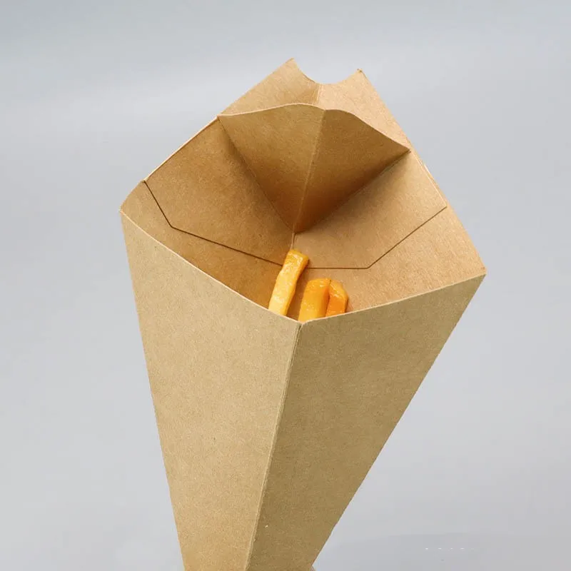 50pcs Disposable Kraft Paper French Fries Boxes, Fast Food Takeout Containers for Chick... - SKU PFFB1206 - UGI Packaging
