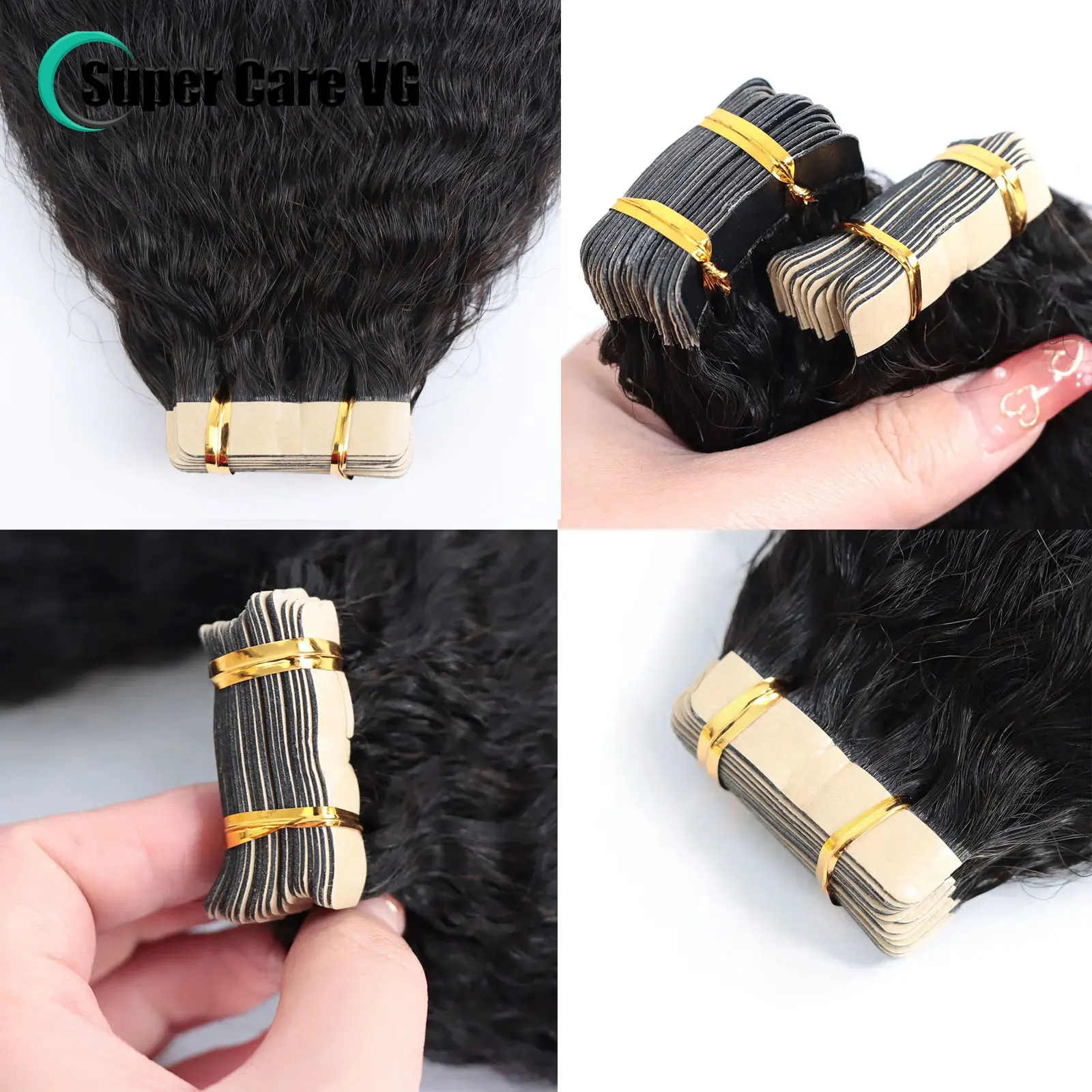 20pcs Kinky Straight Tape In Hair Extensions Human Hair For Black Women Kinky Curly Double Drawn Tape Ins Brazilian Remy