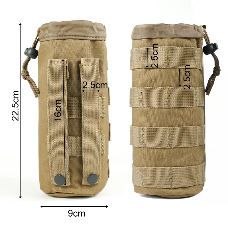 600D Hunting Bags Small Water Bottle Bag Multi Function Outdoor Adjustable Drawstring Molle External System Khaki 5