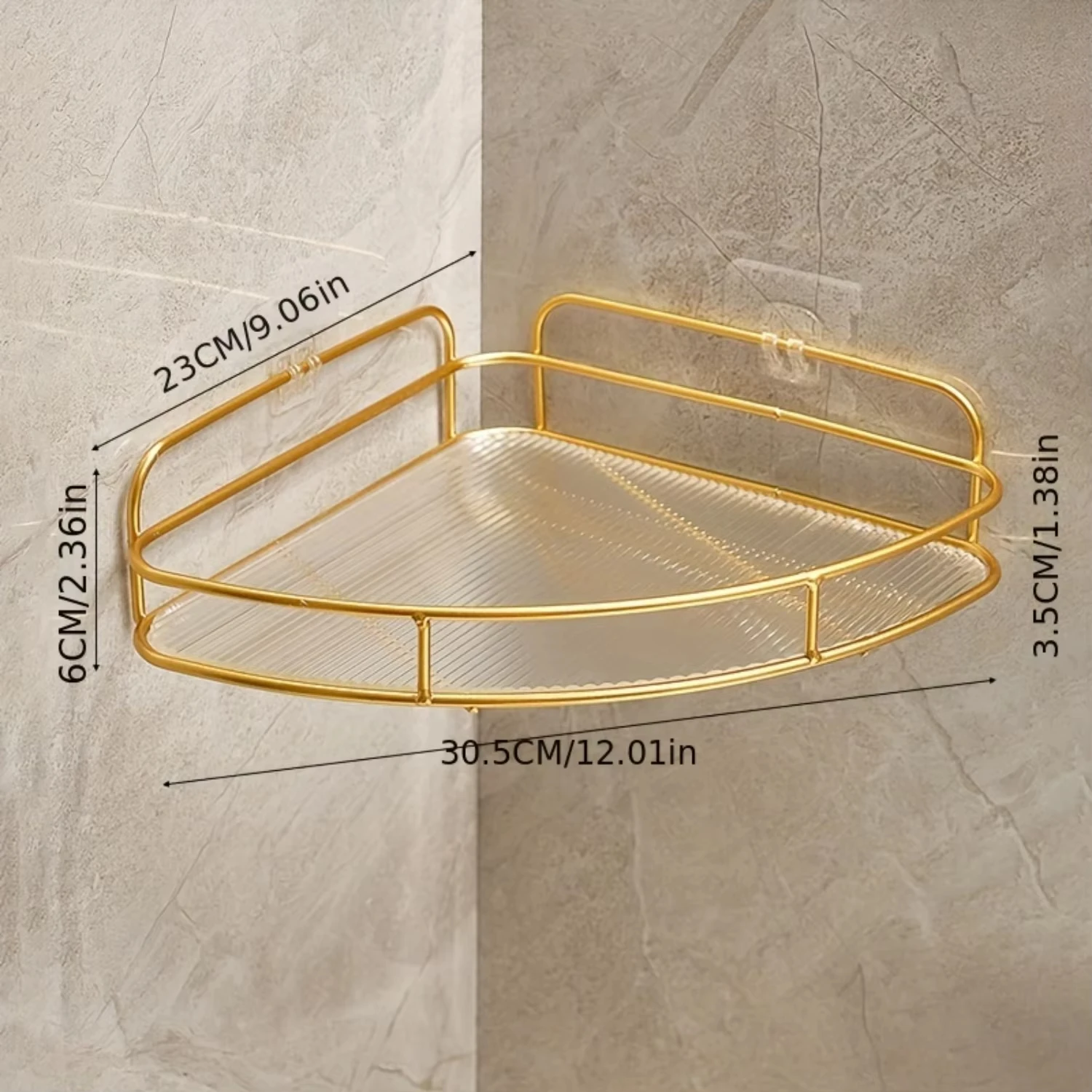 Double-Layer Bathroom Shelf Luxury Gold Shower Corner Shelf Acrylic Bathroom Organizer Shampoo Holder Bathroom Accessories 6