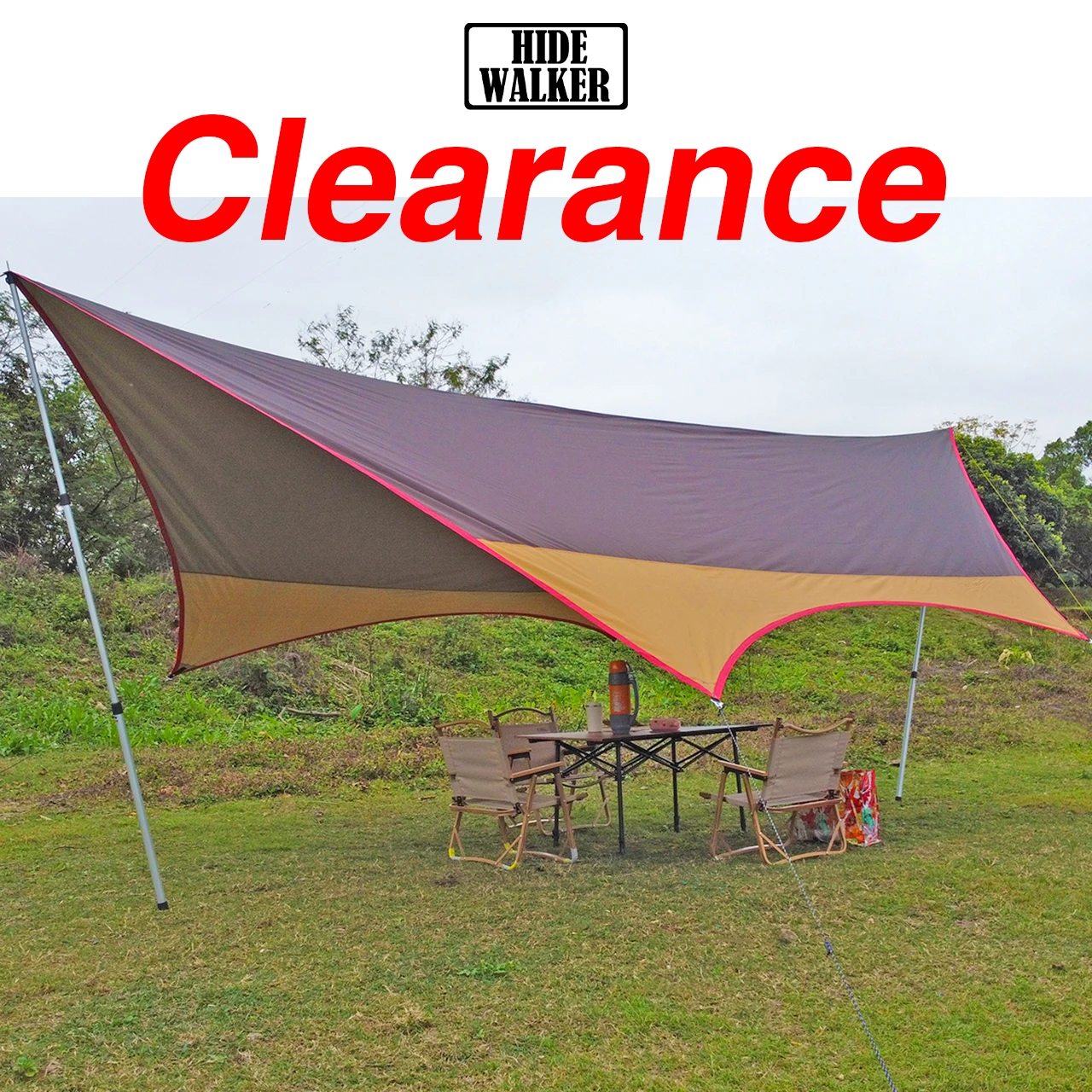 

Clearance Large Camping Tarp 8-person Outdoor Camp Sun Shelter Butterfly Shape Tent Tarp 210D Oxford Waterproof Canopy Oversized