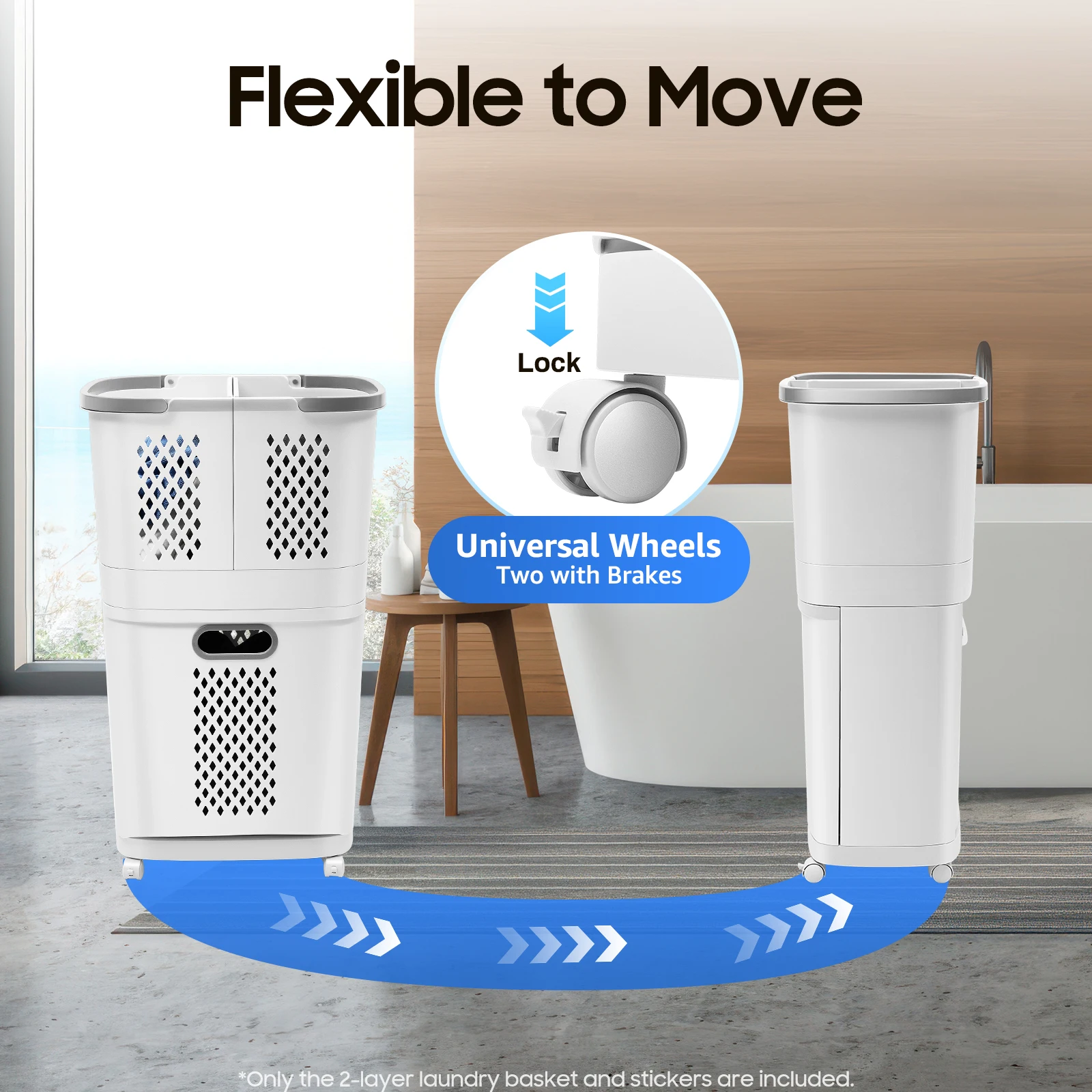 2-Layer Laundry Basket with 4 Universal Wheels Multifunctional Clothes Basket Clothes Organizer Home Assortment Box Laundry Boxs