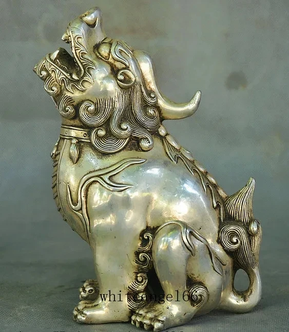 

Collect Old China Palace Silver Fengshui Wealth Unicorn Beast Pixiu Statue