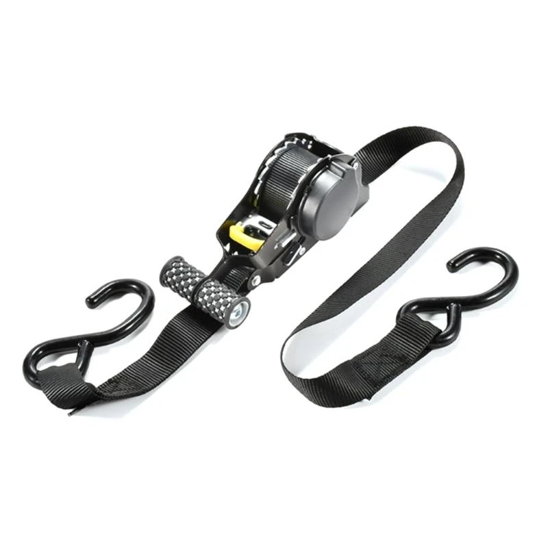 02DE Motorcycle Tie Down Strap with Hook Automatic Retractable Strap for Travel