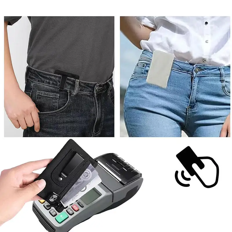 Outdoor Travel Hidden Coin Purses Close Fitting Waist Bag Anti-theft Brush Card Bag Belt Wallet Money Clips Hanging on Waistband