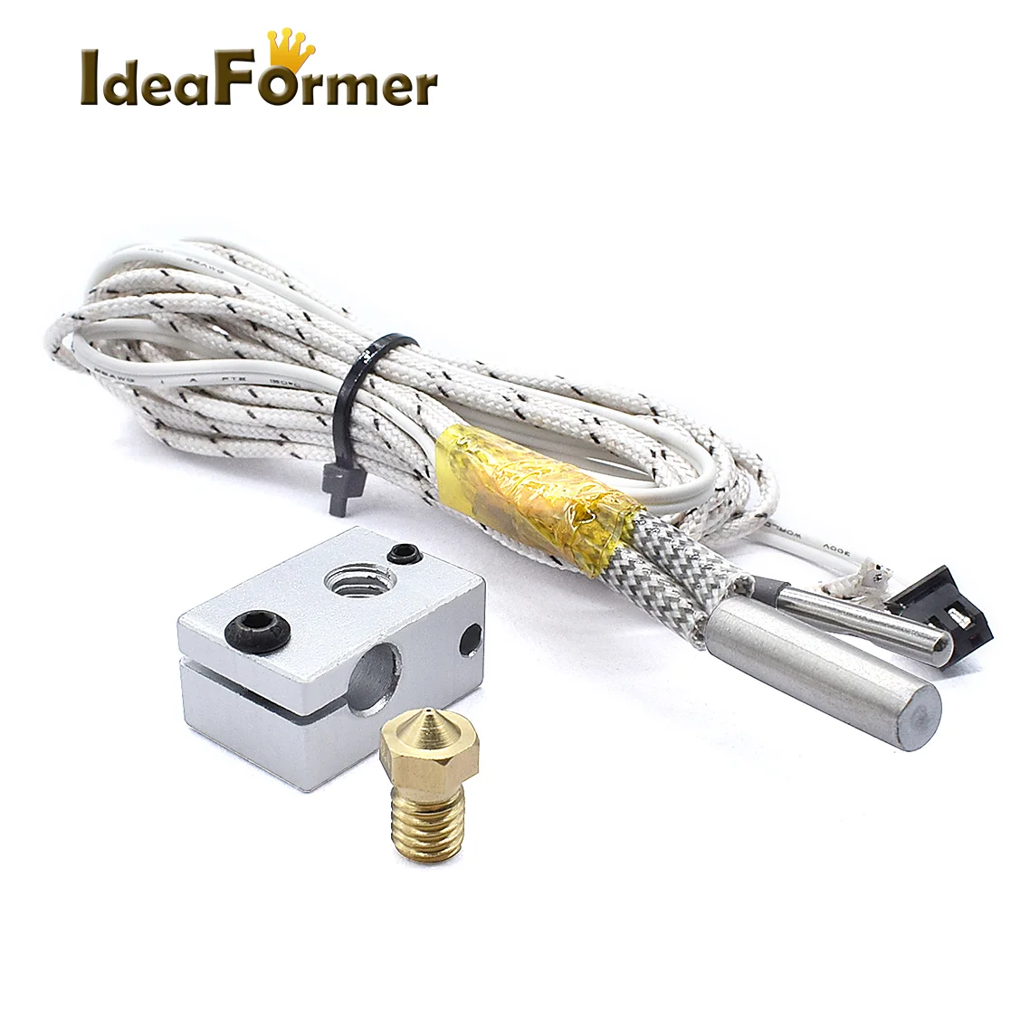 3D Printer V6 Heating Aluminum Block +HT-NTC100K Thermistor with XH2.54