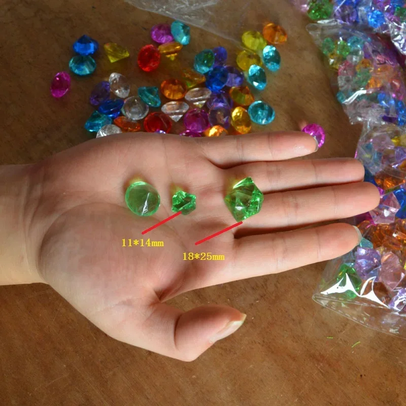 50pcs Pirate Jewels Treasure Chest Acrylic Clear Crystal Gems Diamond Vase Filler Confetti Gift Stone Party Wedding Festival