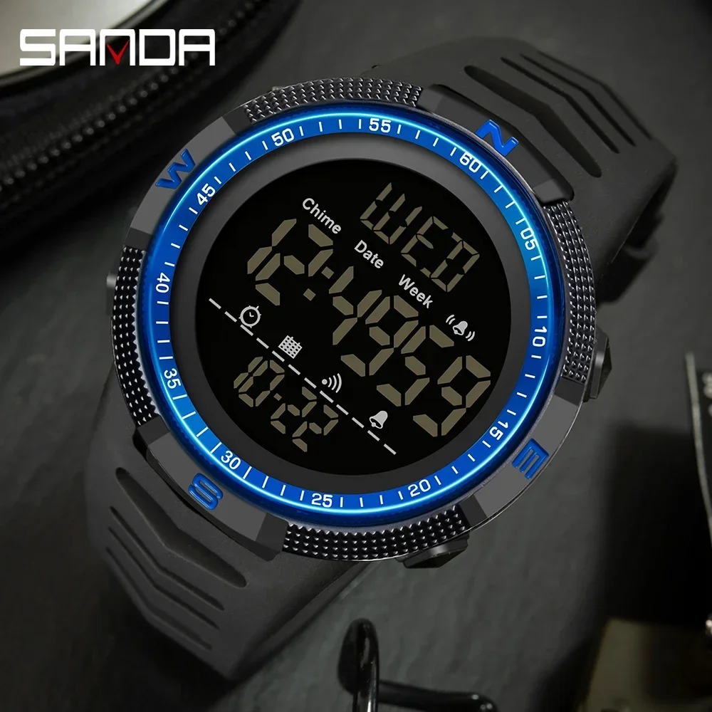 

SANDA 6014 модные водонепроницаемые мужские часы лучшего бренда многофункциональные светящиеся цифровые наручные часы для занятий спортом на открытом воздухе студенческие часы