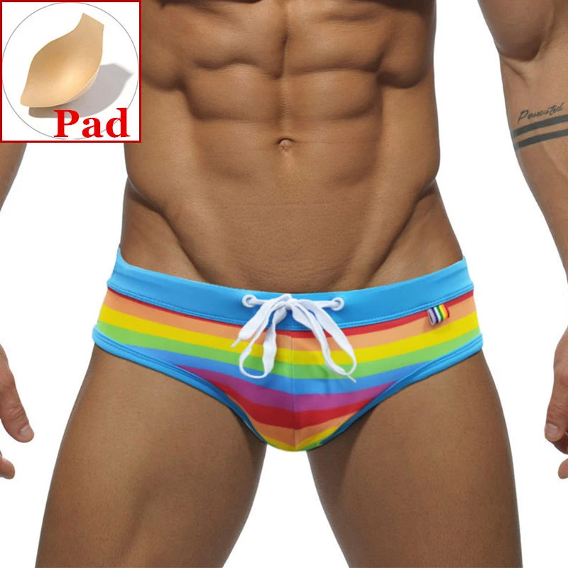 Bañadores Push Up para hombre, traje de baño a de arcoíris, Bikini Sexy Gay, pantalones de playa Zwembroek Desmiit| | - AliExpress