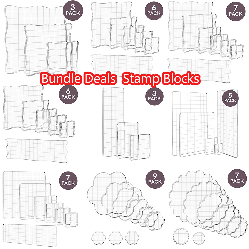Accessori Per Cardmaking Set 12 Blocchi Acrilici Trasparenti Per Timbrare, Con Linee Di Griglia, Per Scrapbooking E Biglietti Accessori Fai Da Te