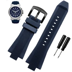 Premium Silicone Rubber Men's Watch Band Strap - Durable Replacement - 29 - 13mm (Blue black)