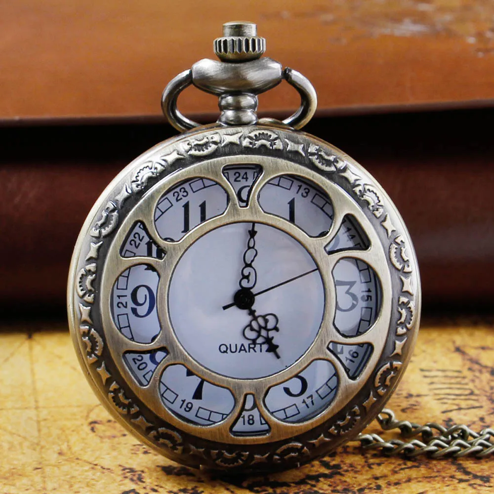 

Classic Arabic Numeric White Dial Pocket Watch Vintage Punk Men's Unisex Quartz Pocket&Fob Chain Watches Necklace Gifts