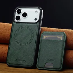 Premium Detachable Magnetic Leather Wallet Case with Card Holder - iPhone 14 Plus (Dark green)