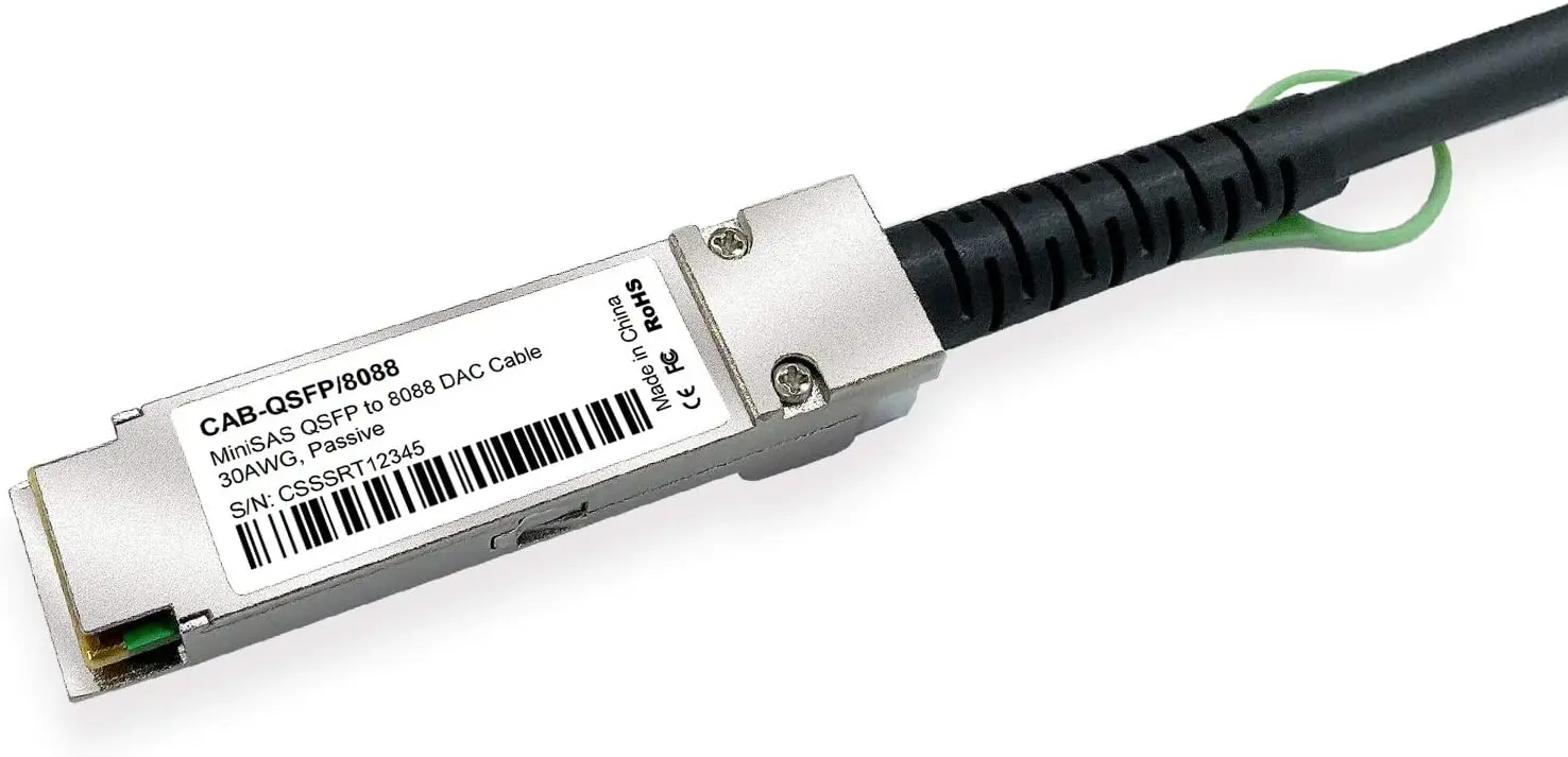 QSFP (SFF-8436) to MiniSAS (SFF-8088) DDR Hybrid SAS Cable, 100-Ohm, 1.5-m