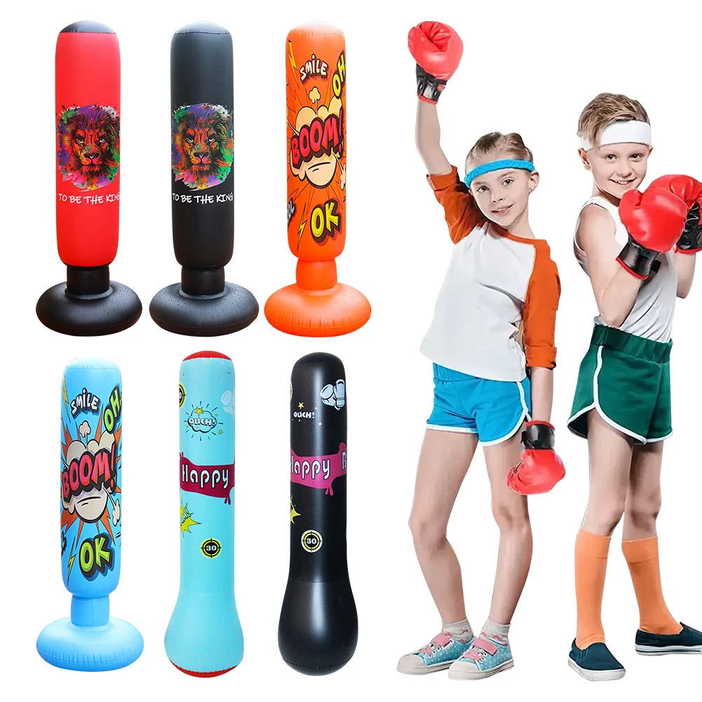 Kids Inflatable Punching Bag Free Standing Boxing Bag Lightweight Bounce-Back Punch PVC Tumbler Sandbag Stress Relief