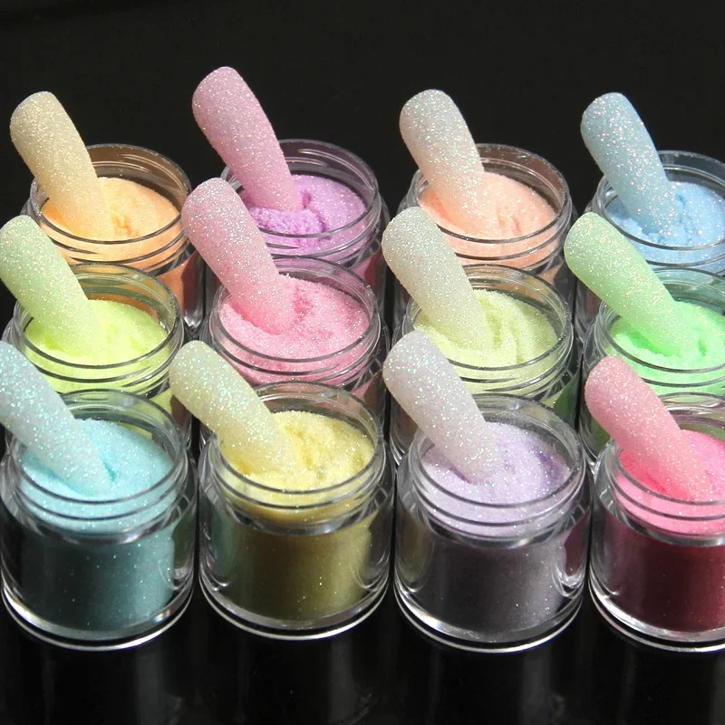 Iridescent Sugar Nail Glitter 3.5g Colorful Candy Coat Powder Pigment For Manicure Sugar Effect Shiny Dust Nail Art Decorations