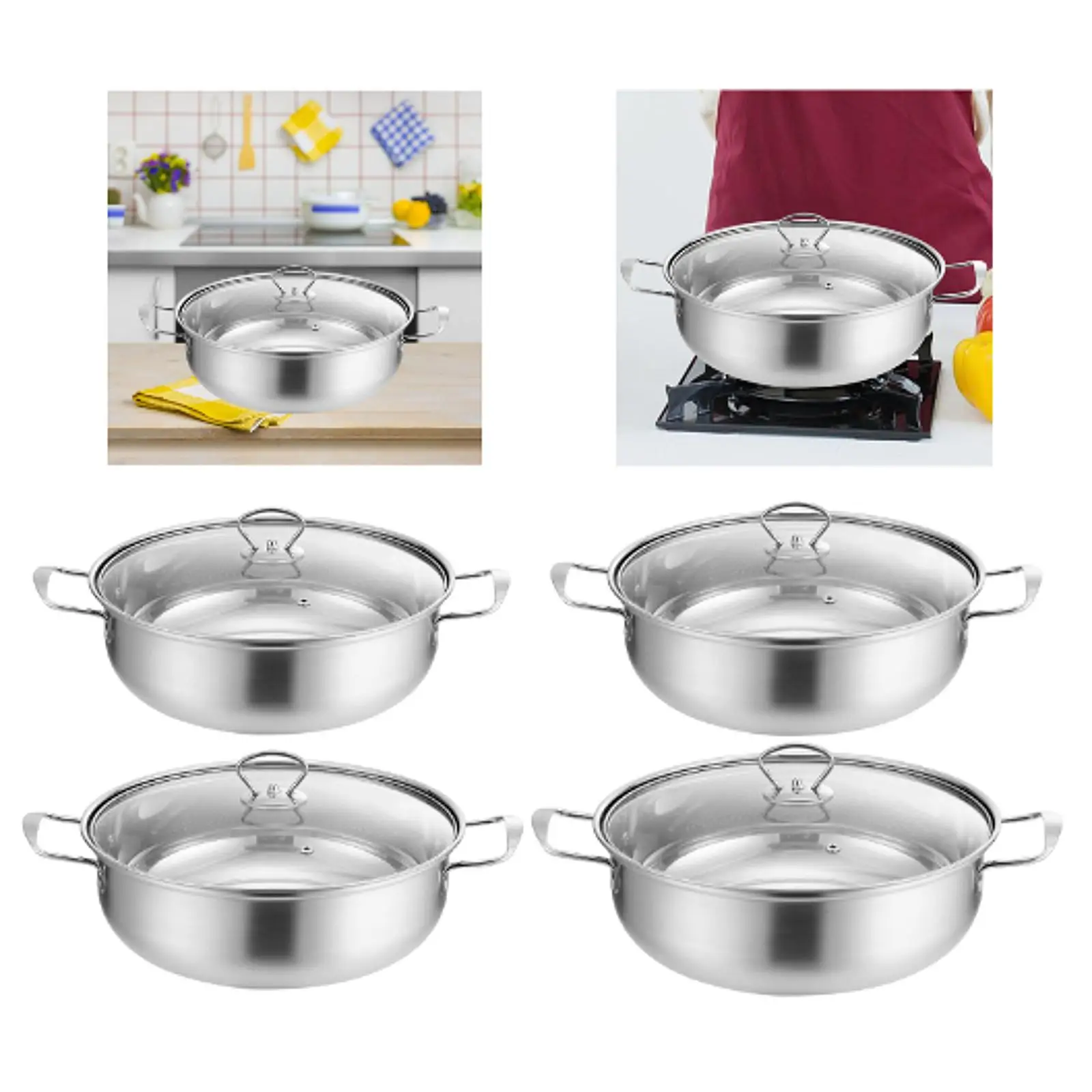 Stainless Steel Hot Pot Cookware with Lid Soup Pot for Home Restaurant Party