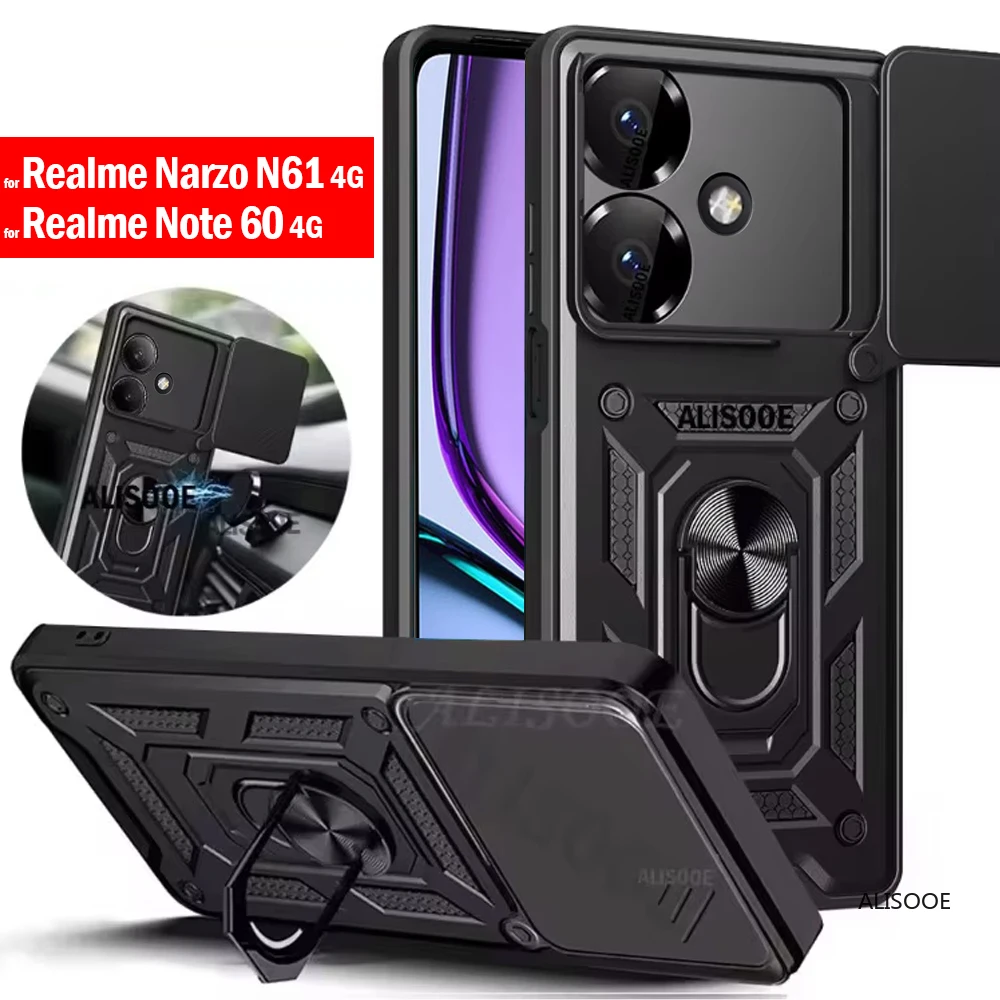 Slide Camera Cover with Lens Ring Stand - Shockproof Protective Case