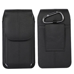Leather Men’s Waist Bag Belt Clip Phone Case Holster Pouch - Galaxy S23 FE (Black)
