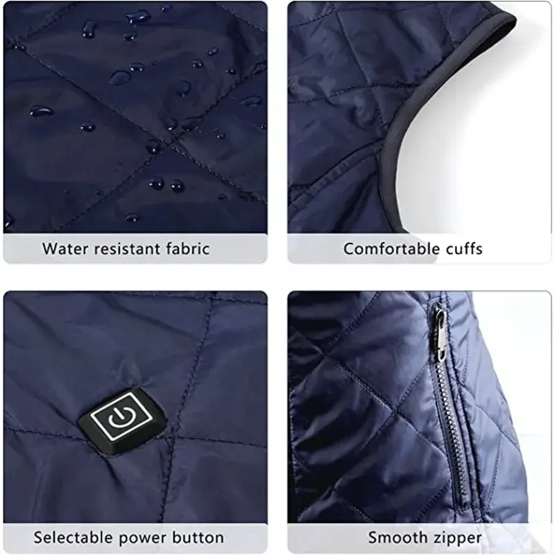 Women 9-zone dual switch Heating Vest Autumn and Winter Cotton Vest USB Infrared Electric Heating suit Flexible Thermal heated jacket