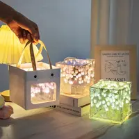 Creative DIY Tulip Night Light Led Decorative Night Lamp Magic Cube Table Lamp and Mirror 2 in 1 for Birthday Gifts Girl Cards 4