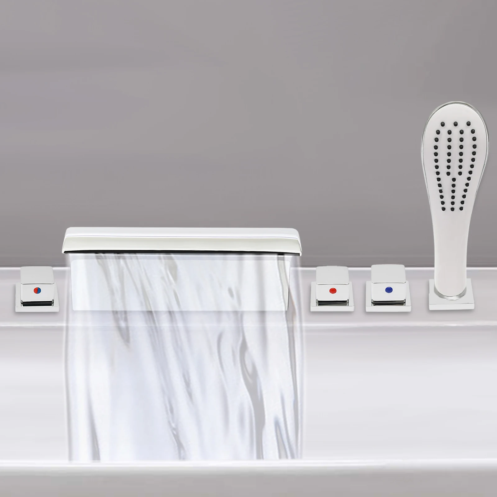 Modern Practical Bathtub Tap Set Bathtubs Faucet Kit Waterfall Faucet Rainshower Hand Shower Set Bathroom Shower Faucet 1/2''