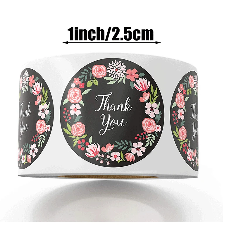 

Beautiful Round Floral Stickers 500pcs Thank You Stickers for seal Labels Mailing Supplies for Small Business Bags handmade
