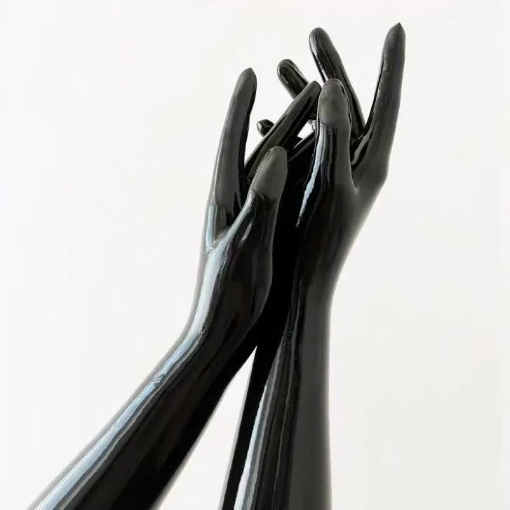 Cosplay Gloves Latex Gloves 1 pairs Long Malaysian latex kigurumi five finger sexy fit Zentai party outfit long gloves costume for men and women