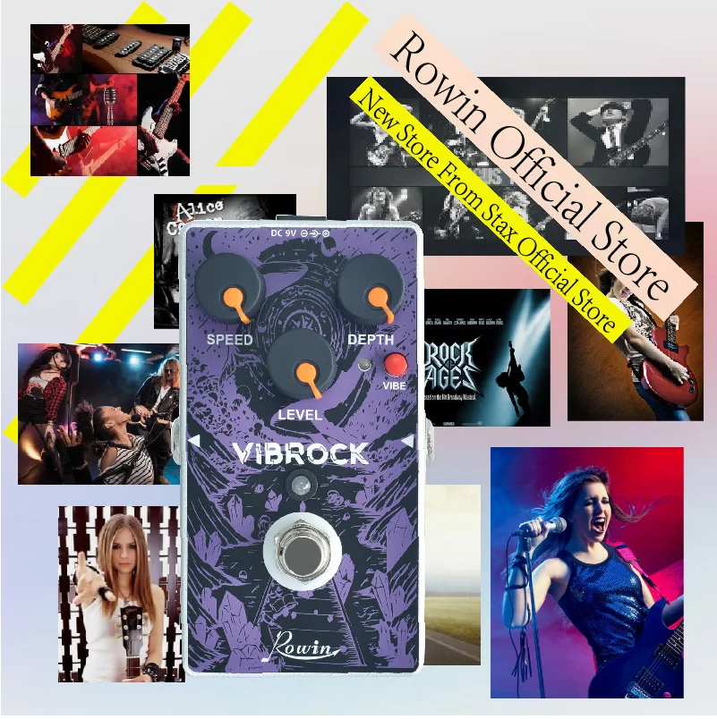 Rowin RE-02 Vibrock Chorus&Tremolo Guitar Multi-Effect Pedal True Bypass Working On Both DC 9V Adaper & Battery For Outdoor Play
