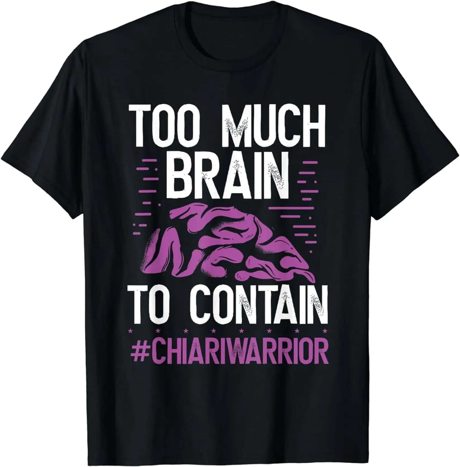 

Malformation Awareness Too Much Brain Purple Ribbon Graphic T Shirts, Crew Neck Casual Premium Polyester Breathable Tees