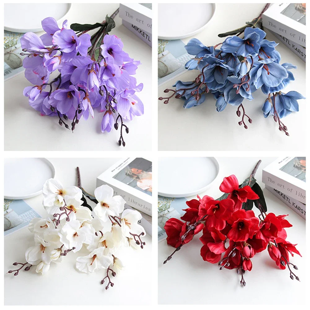 ثلاثية الأبعاد الحرير ماغنوليا فرع الزهور الاصطناع...