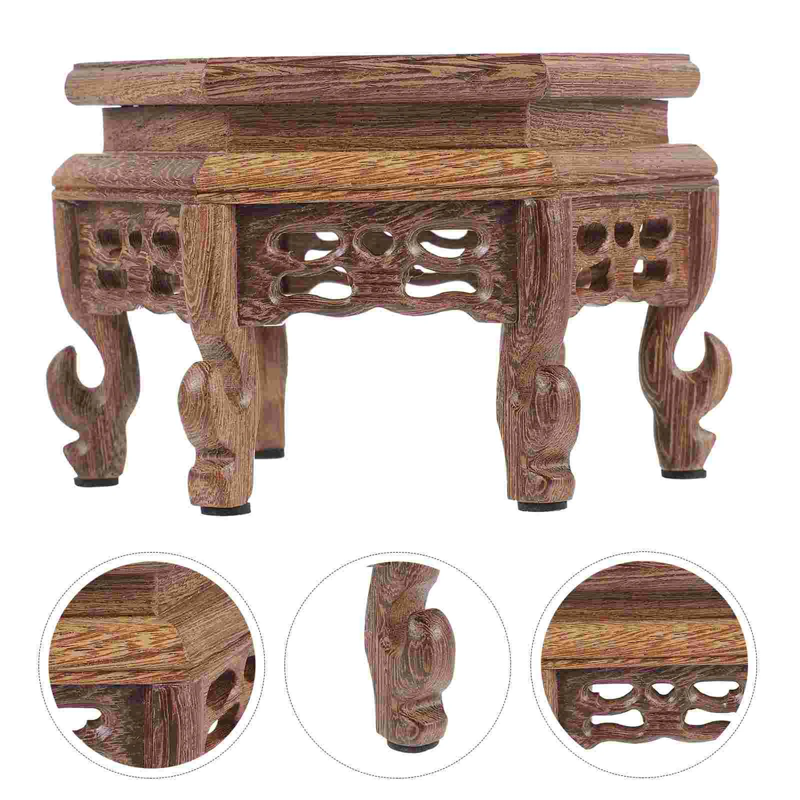 

Wooden Stool Plant Stand Chinese Display Stand Retro Flower Pot Holder Decorative Planter Shelf Fishbowl Rack Indoor Outdoor